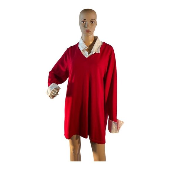 JL STUDIO Women's Size 1X Red Cardigan Sweater Attached Blouse Accents - Picture 1 of 14